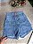 Short Jeans Feminino Cintura Alta Lavagem Marmorizada Com Bolsos Frontais Fake- Sem Elastano - Imagem 1