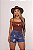 Short Jeans Feminino Country Boiadeira Cintura Alta Com Barra Costurada e aplicações em DTF - Imagem 4
