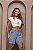 Bermuda Jeans Feminina Cintura Alta Meia Coxa Com Barra A Laser E Bordados Brasil Copa do Mundo- Sem Elastano - Imagem 9