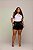 Short Jeans Preto Plus Size Com Cintura Alta Aplicação de Strass e Pedras Brancas | Sem Elastano - Imagem 6
