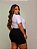Short Jeans Preto Plus Size Com Cintura Alta Aplicação de Strass e Pedras Brancas | Sem Elastano - Imagem 2