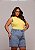 Bermuda Jeans Feminina Plus Size Cintura Alta Meia Coxa Com Barra A Laser E Bordados Brasil Copa do Mundo- Sem Elastano - Imagem 8