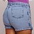Short Saia Jeans Feminino Plus Size Cintura Alta na Lavagem Marmorizada I 100% Algodão - Sem Elastano - Imagem 6