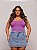 Short Saia Jeans Feminino Plus Size Cintura Alta na Lavagem Marmorizada I 100% Algodão - Sem Elastano - Imagem 1