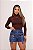Short Jeans Cargo Feminino Cintura Alta com Fivela - Sem elastano - Imagem 1