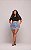 Short Saia Jeans Feminino Plus Size Cintura Alta Com Strass Lavagem Marmorizada - Sem Elastano - Imagem 6