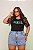 Short Jeans Feminino Plus Size Cintura Alta Barra A Laser Com Aplicações Brasil - Sem Elastano - Imagem 1
