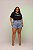 Short Jeans Feminino Plus Size Cintura Alta Barra A Laser Com Aplicações Brasil - Sem Elastano - Imagem 7