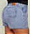 Short Jeans Feminino Plus Size Cintura Alta Barra A Laser Com Aplicações Brasil - Sem Elastano - Imagem 5