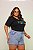 Short Jeans Feminino Plus Size Cintura Alta Barra A Laser Com Aplicações Brasil - Sem Elastano - Imagem 6