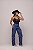 Calça Jeans Feminina Cintura Alta Super Cargo com Botões Lavagem Escura - Sem Elastano - Imagem 5