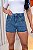 Short Jeans Feminino Mademoiselle Cintura Alta Casual Com Fios de Strass Slim e Plus Size - Sem Elastano - Imagem 1