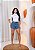 Short Jeans Feminino Mademoiselle Cintura Alta Casual Com Fios de Strass Slim e Plus Size - Sem Elastano - Imagem 2
