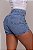 Short Jeans Feminino Mademoiselle Cintura Alta Casual com Strass e Franjas de Brilho Na Lapela e Barra dobrada - Imagem 5