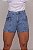 Short Jeans Feminino Mademoiselle Cintura Alta Casual com Strass e Franjas de Brilho Na Lapela e Barra dobrada - Imagem 1