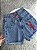 Short Jeans Feminino Cintura Alta Bordado Lagosta Praia Marmorizado Sem Elastano | Moda Verão - Imagem 6