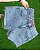 Short Jeans Feminino Cintura Alta Bordado Coqueiro Tropical Marmorizado Sem Elastano / Moda Verão - Imagem 5