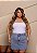 Saia Jeans Feminina Plus Size Marmorizada Com Strass Cintura Alta e Barra Chuleada | Sem Elastano - Imagem 1