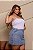 Saia Jeans Feminina Plus Size Marmorizada Com Strass Cintura Alta e Barra Chuleada | Sem Elastano - Imagem 9