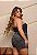 Short Saia Jeans Plus Size Cintura Alta Preto Estonado Com Brilho - Sem Elastano- Moda Verão - Imagem 3