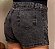 Short Saia Jeans Plus Size Cintura Alta Preto Estonado Com Brilho - Sem Elastano- Moda Verão - Imagem 9