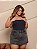 Short Saia Jeans Plus Size Cintura Alta Preto Estonado Com Brilho - Sem Elastano- Moda Verão - Imagem 1