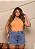 Short Jeans Plus Size Cintura Alta Com Barra Desfiada e Bordado de Margarida | Sem Elastano - Imagem 1
