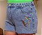 Short Jeans Feminino Plus Size Cintura Alta Bordado Tropical Colorido Com Onça | Sem Elastano - Imagem 15
