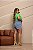 Short Jeans Feminino Plus Size Cintura Alta Bordado Tropical Colorido Com Onça | Sem Elastano - Imagem 12