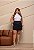 Saia Jeans Plus Size Feminina Estonada Com Cristais De Strass e Brilho Preto- Sem Elastano - Imagem 8