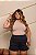 Short Jeans Plus Size MOM Feminino Cintura Alta – Preto Estonado e Barra | Sem Elastano - Imagem 1