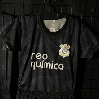 Conjunto De Time Infantil Futebol Corinthians Preto Branco - Imagem 2