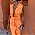Vestido com decote em V plissado feminino, chique, monocromático, sem mangas - Imagem 3