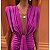 Vestido com decote em V plissado feminino, chique, monocromático, sem mangas - Imagem 5