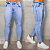 Calça Jeans Clara Com Bigode Prensado E Acessórios Grafite - Imagem 1