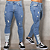 Calça Jeans Clara, Com leve Destroyed Acessórios preto - Imagem 1