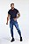 Calça Jeans Skinny Azul Escuro Aviamentos Brancos - Imagem 2