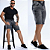 Bermuda Jeans Marmorizada Aviamentos Brancos - Imagem 1