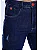 Bermuda Jeans Azul Escuro Aviamentos Vermelhos - Imagem 2