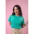 T-SHIRT TRADICIONAL BASICA - VERDE JADE FLORES BORDADO - Imagem 3