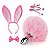 Kit de Plug Anal Pompom com Tiara de Orelhas de Coelho Gravata e Grampos para Mamilos - SI - Imagem 1