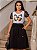 CONJUNTO TSHIRT COM APLICAÇÃO E SAIA EM LINHO MARIA AMORE - Imagem 1
