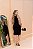 Conjunto Vestido Crepe na cor preto com Camisa nude Voil  Bordado Luciana Pais - Imagem 4