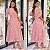 Vestido l na cor Rosa  com  cinto com próprio tecido -  Cinthia Modas - Imagem 1