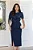 Conjunto marinho blusa em cetim com laço no ombro e saia reta midi com fenda frontal - Kauly 4434 - Imagem 2