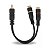 Cabo Y 1 Rca Macho x 2 Fêmea Preto 5mm 20cm Emborrachado - Imagem 1