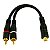 Cabo Y 1 Rca Fêmea x 2 Macho Preto 5mm 20cm Emborrachado - Imagem 2