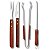 Kit 4 Peças Churrasco Faca Para Carne Pegador Garfo Trinchante Chaira Aço Inox Wood - Class Home - Imagem 1