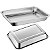 Assadeira Forma Retangular em Aço Inox 40cm Para Forno Cozinha Assar Carnes Bolos Legumes - Ke Home - Imagem 1