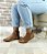 Bota Cano Curto Baixa Com Detalhes Couro Feminina Confort - Imagem 5
